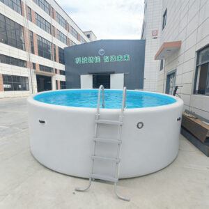 Stiff-wall Inflatable Drop Stitch Pool 5mx1.5m Round High-Pressure Inflatable Pool with Dust Cover for Backyard